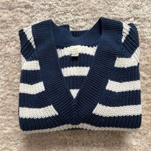 Women’s A New Day Blue and White Striped Knit Sweater
